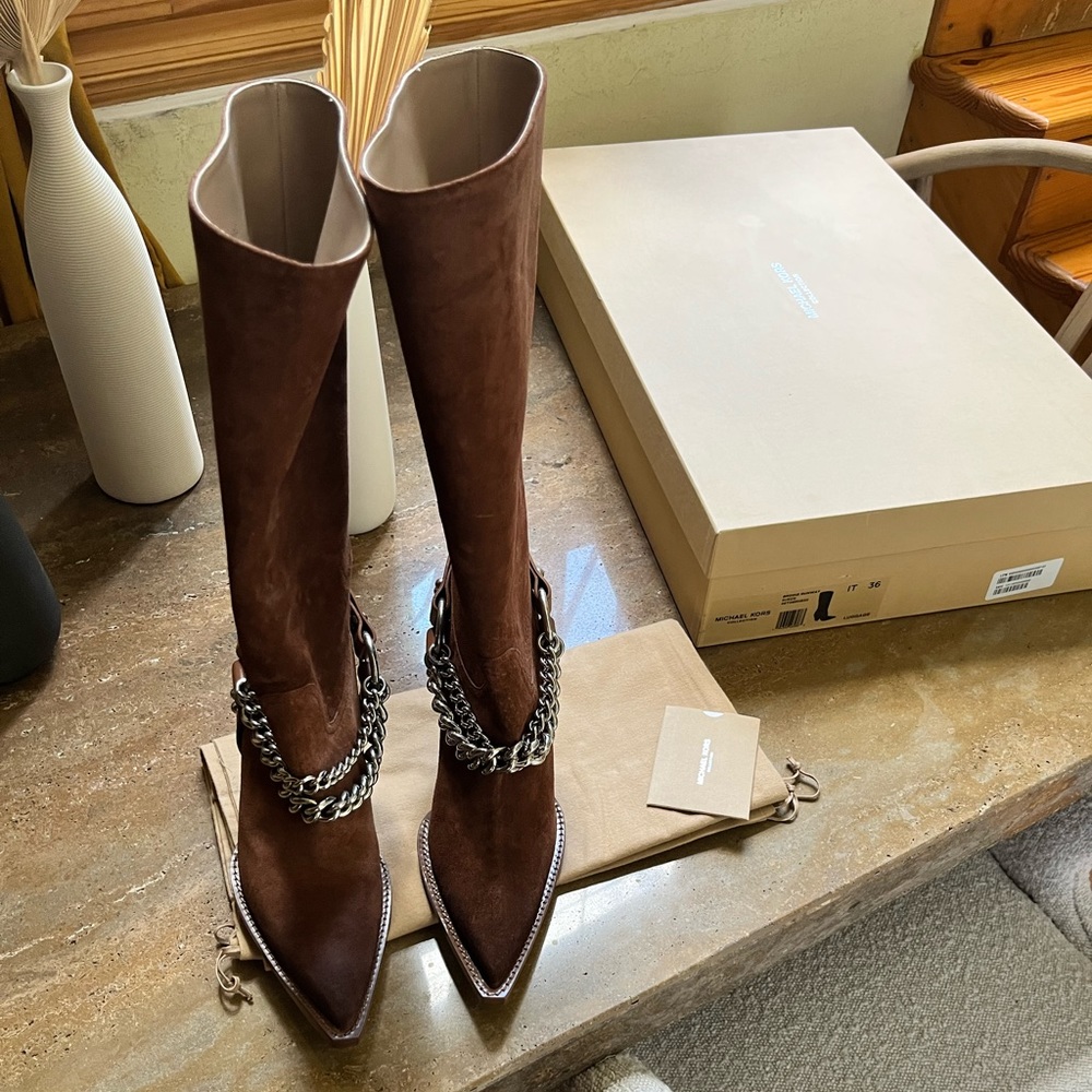COPY - Michael Kors Collection Runway suede tan/brn cowboy boots size 6